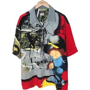 WEBS Jean Co. Vintage Y2K Button Down Shirt 2XL Cool All Over Print Urban-wear